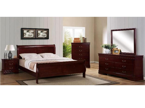 Louis Phillip Cherry Sleigh Bed Set