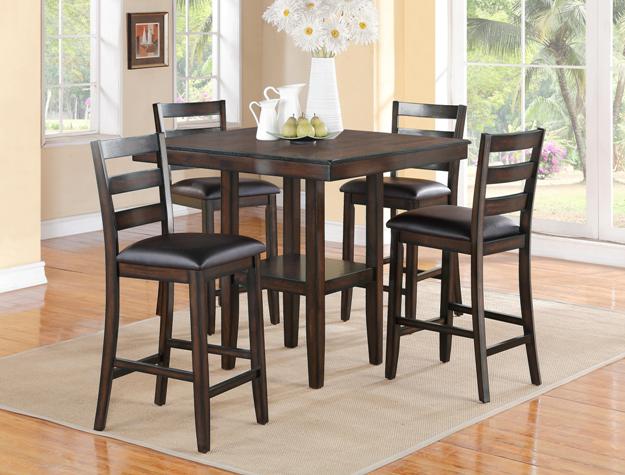 Tahoe Modern Espresso 5 Piece Pub Height Dining Set